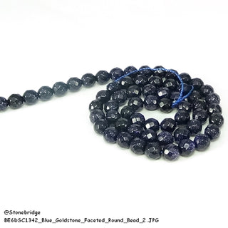 Blue Goldstone Faceted - Round Strand 15" - 12mm    from Stonebridge Imports