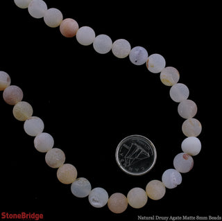 Druzy Agate Natural Matte - Round Strand 15" - 8mm    from Stonebridge Imports