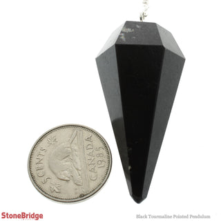 Black Tourmaline Pendulum 6 Facets & Bead    from Stonebridge Imports