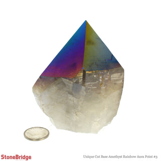 Amethyst Rainbow Aura Cut Base Point Tower U#3    from Stonebridge Imports