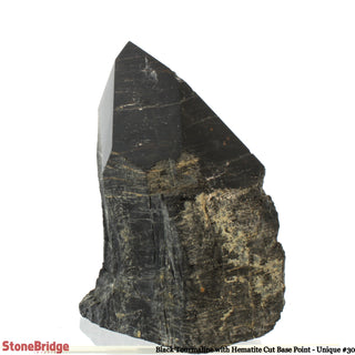 Black Tourmaline & Hematite Cut Base, Polished Point U#30    from Stonebridge Imports