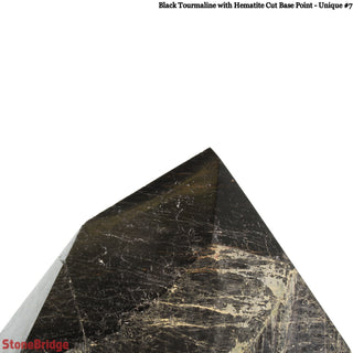 Black Tourmaline & Hematite Cut Base, Polished Point U#7    from Stonebridge Imports