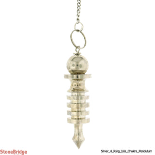 Metal Pendulum - Silver Colour 4 Ring Isis with Chakra Beads - 2"    from Stonebridge Imports