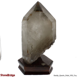 Smoky Quartz Point On Wood Base U#14 - 13 1/2"    from Stonebridge Imports