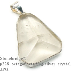 Clear Quartz Octagon - Silver Pendant    from Stonebridge Imports