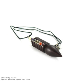 Twisted Chakra Rosewood Necklace with Cotton Cord    from Stonebridge Imports