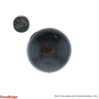 Tourmaline & Hematite Sphere - Extra Small #2 - 1 3/4"    from Stonebridge Imports