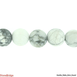 White Howlite Matte - Round Strand 15" - 8mm    from Stonebridge Imports