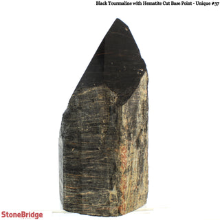 Black Tourmaline & Hematite Cut Base, Polished Point U#37    from Stonebridge Imports