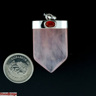 Rose Quartz Tongue with Accent - Silver Pendant    from Stonebridge Imports