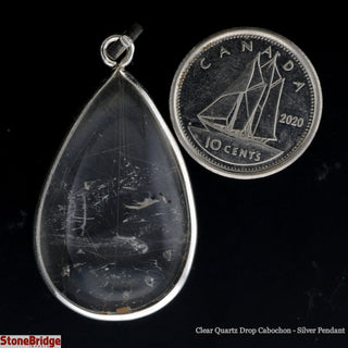 Clear Quartz Drop Cabochon - Silver Pendant    from Stonebridge Imports