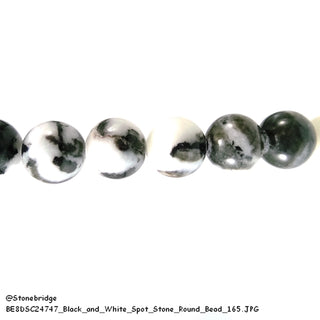 Black And White Spot Stone - Round Strand 15" - 10mm    from Stonebridge Imports