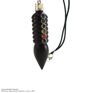 Twisted Chakra Rosewood Necklace with Cotton Cord    from Stonebridge Imports