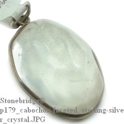 Crystal Quartz Faceted Cabochon - Silver Pendant    from Stonebridge Imports