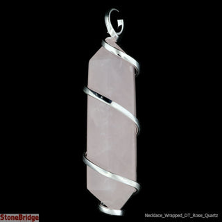 Rose Quartz Double Terminated with Coil Wrapper Necklace on suede cord    from Stonebridge Imports