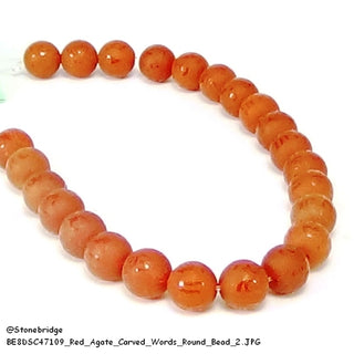 Red Agate - Carved Words - Round Strand 7" - 8mm    from Stonebridge Imports