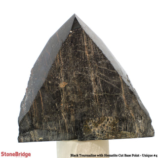 Black Tourmaline & Hematite Cut Base, Polished Point U#4    from Stonebridge Imports