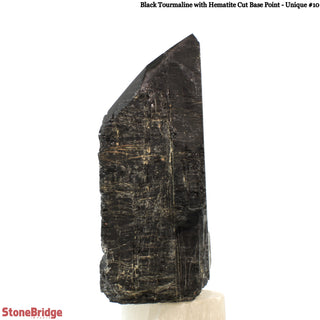 Black Tourmaline & Hematite Cut Base, Polished Point U#10    from Stonebridge Imports