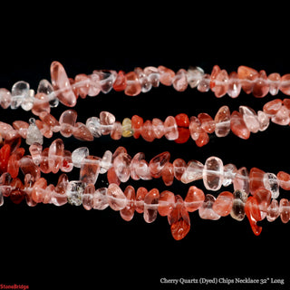 Cherry Quartz (Dyed) Chip Strands - 3mm to 5mm    from Stonebridge Imports