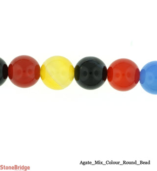 Mix Colour Agate - Round Strand 15" - 8mm    from Stonebridge Imports