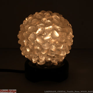 Clear Quartz Tumble Stone lamp on Wood Base #01 - 5"    from Stonebridge Imports