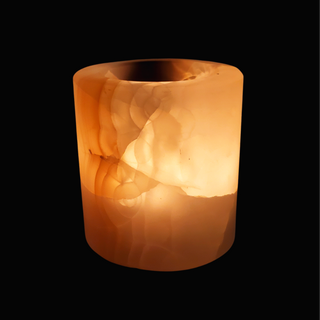 Aragonite Amber Round Candle Holder - Short    from Stonebridge Imports