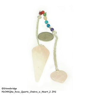 Rose Quartz Chakra Pendulum with heart bead    from Stonebridge Imports