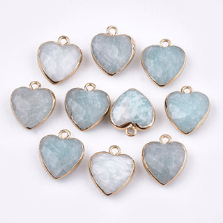 Amazonite Electroplated Heart Pendants - 5 Pack    from Stonebridge Imports