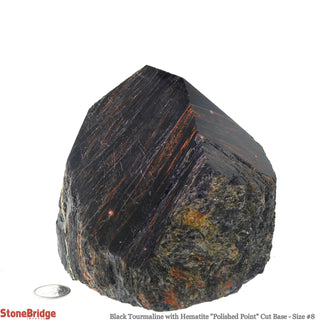Black Tourmaline with Hematite Point Cut Base, Polished Point #8    from Stonebridge Imports