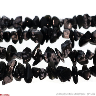 Obsidian Snowflake Chip Strands - 5mm to 8mm    from Stonebridge Imports
