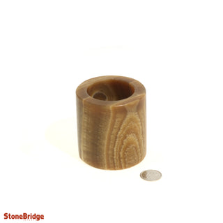 Aragonite Brown Round Candle Holder - Short    from Stonebridge Imports
