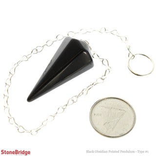 Obsidian Black Pendulum 6 Facets & Ring    from Stonebridge Imports