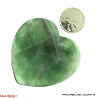 Fluorite Purple And Green Puffy Heart #3 - 1 1/2" to 2 1/2"    from Stonebridge Imports