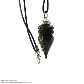 Egyptian Cut Chakra Rosewood Necklace with Cotton Cord    from Stonebridge Imports