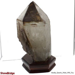 Smoky Quartz Point On Wood Base U#14 - 13 1/2"    from Stonebridge Imports
