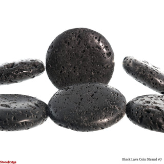 Black Lava Coin Strand #7    from Stonebridge Imports