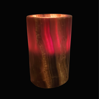 Aragonite Brown Round Candle Holder - Tall    from Stonebridge Imports