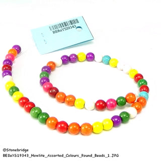 Howlite - Assorted Colours - Round Strand 15" - 6mm    from Stonebridge Imports