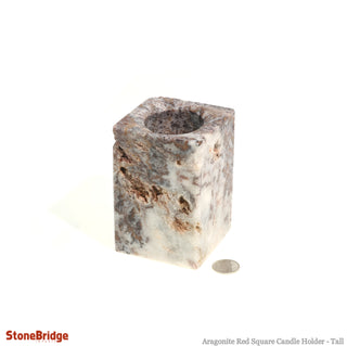 Aragonite Red Cubic Candle Holder - Tall    from Stonebridge Imports