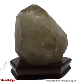 Smoky Quartz Point On Wood Base U#06 - 8 1/2"    from Stonebridge Imports