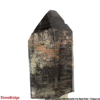 Black Tourmaline & Hematite Cut Base, Polished Point U#9    from Stonebridge Imports