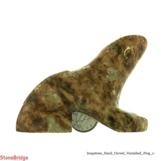 Frog Soapstone Carving Varnished    from Stonebridge Imports