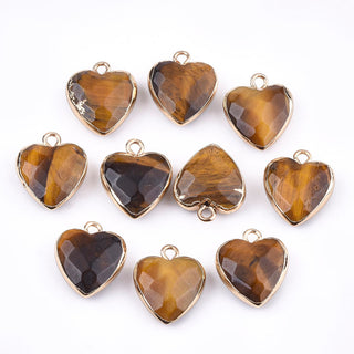 Tiger Eye Electroplated Heart Pendants #1 - 5 Pack    from Stonebridge Imports