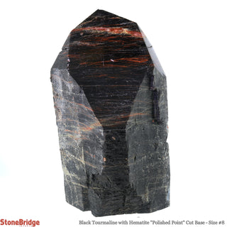Black Tourmaline with Hematite Point Cut Base, Polished Point #8    from Stonebridge Imports