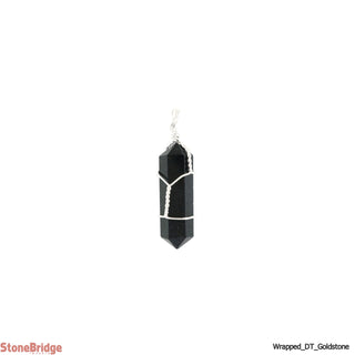Blue Goldstone Double Terminated Point Wrapped - Silver Plated Pendant    from Stonebridge Imports