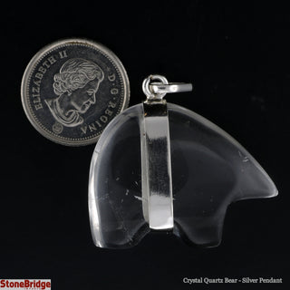 Crystal Quartz Bear - Silver Pendant    from Stonebridge Imports