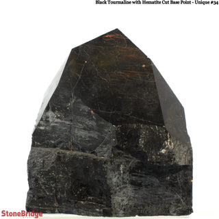 Black Tourmaline & Hematite Cut Base, Polished Point U#34    from Stonebridge Imports