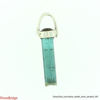 Green/Blue Tourmaline Needle Sterling Silver Pendant - Medium    from Stonebridge Imports