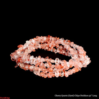 Cherry Quartz (Dyed) Chip Strands - 5mm to 8mm    from Stonebridge Imports