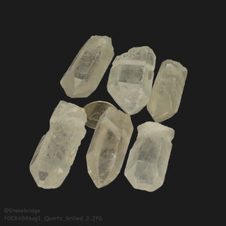 Quartz Natural Point Drilled - 1" to 1 1/2" (bag of 6 pieces)    from Stonebridge Imports